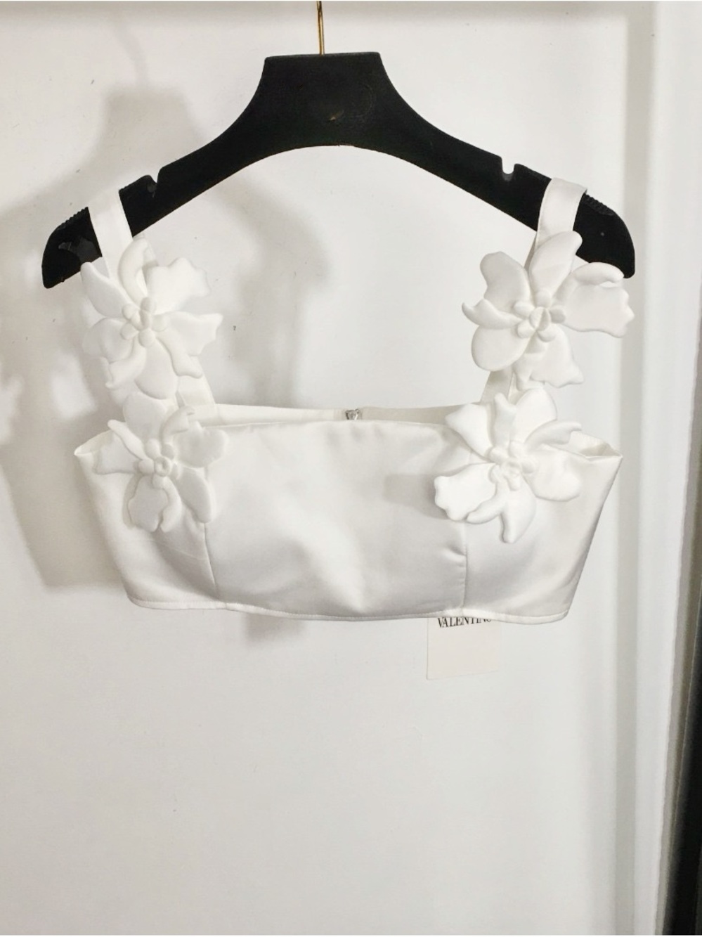 Runway Style 3D Floral Applique 2-Piece Set Crop Top & Midi Skirt White - Picture 11 of 14